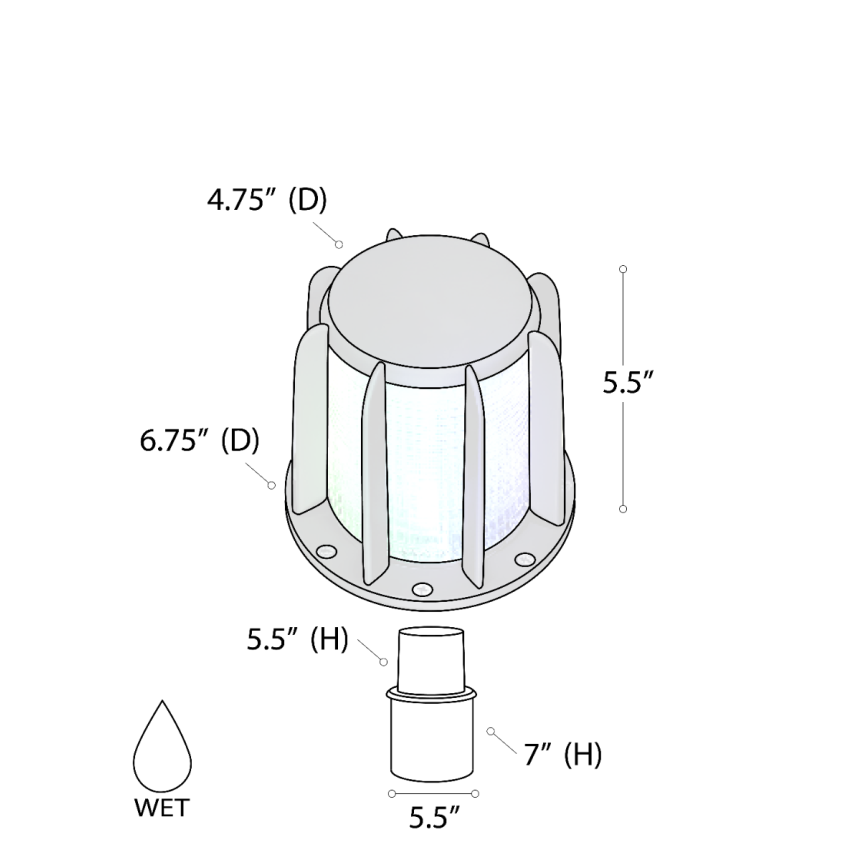 Alcon 9099 RGBW Color tunable in-ground can lantern light shown in a black finish.