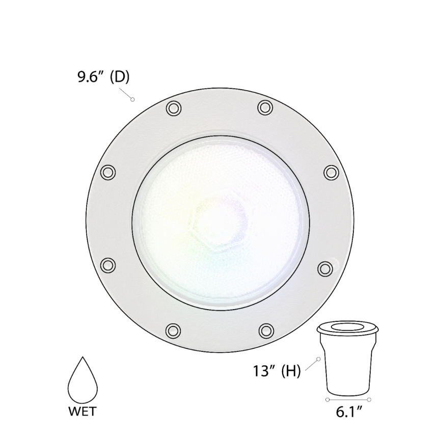 Alcon 9100 RGBW Color tunable in-ground can light shown in a dark bronze finish.