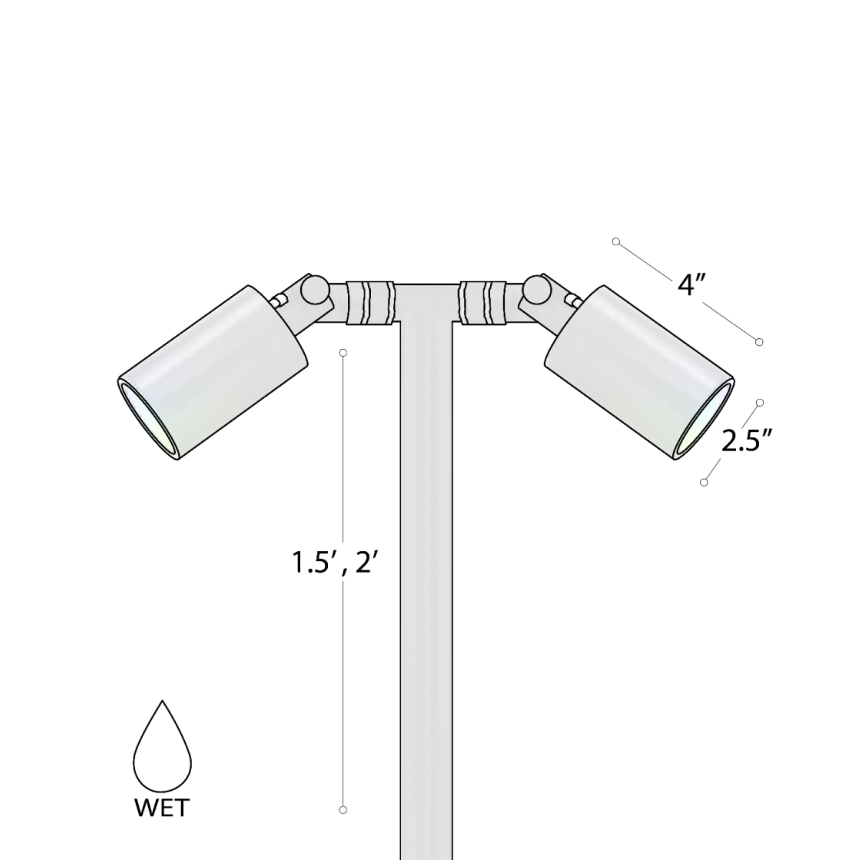 Alcon 9170-D elevated double-arm ground directional up light shown in a dark bronze finish.