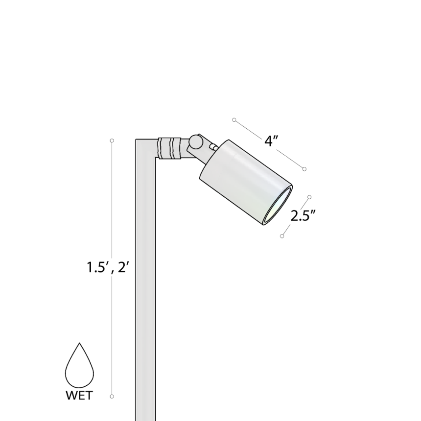 Alcon 9170-S elevated single-arm ground directional up light shown in a dark bronze finish.