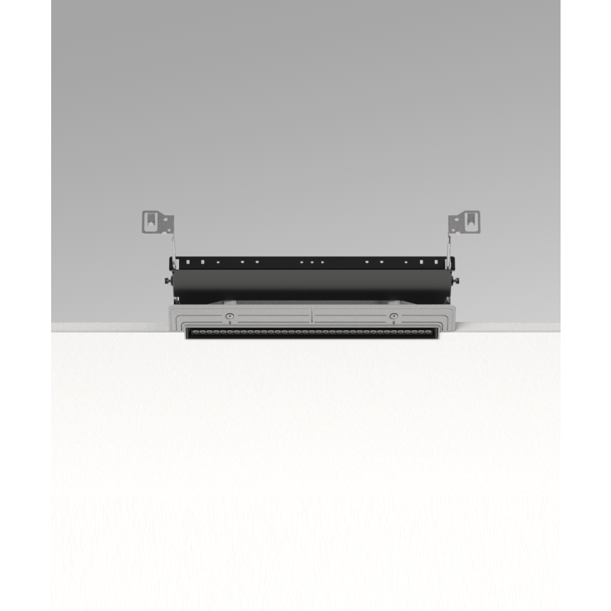 Side view of the 15301-12-TL trimless recessed linear light shown with a new construction mounting box