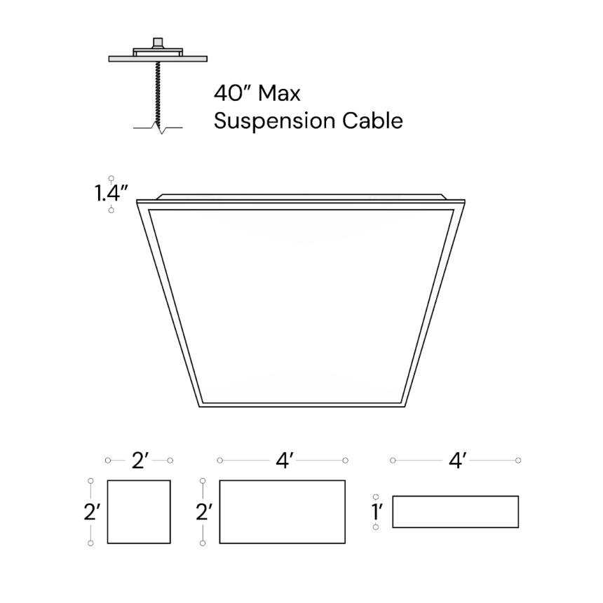 Low-Profile Suspended Flat Panel LED Light