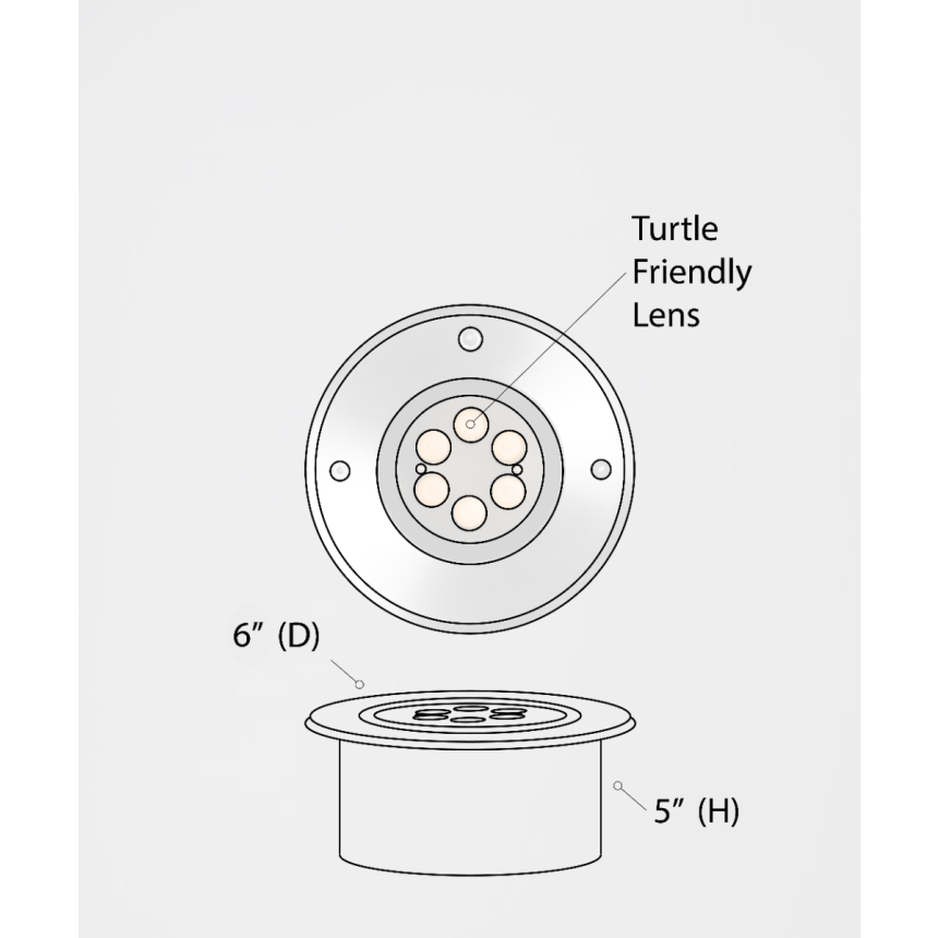 The 14127-6 in-ground well light by Alcon Lighting with a clear, 6-inch shatterproof lens shown with a stainless steel finish